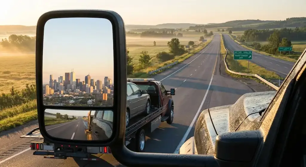 Edmonton tow truck on extended highway route